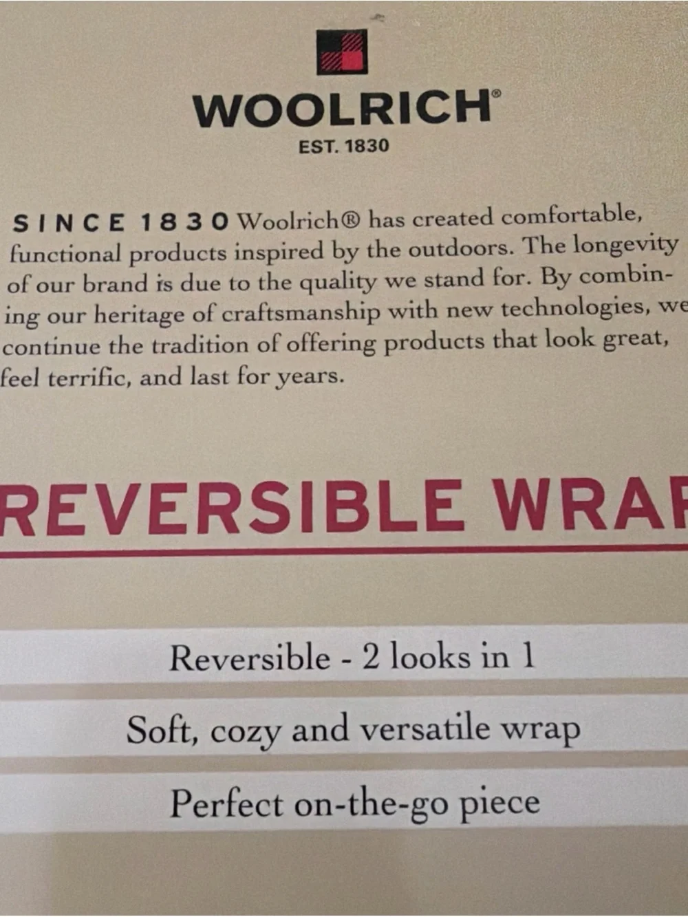 Woolrich reversible wrap